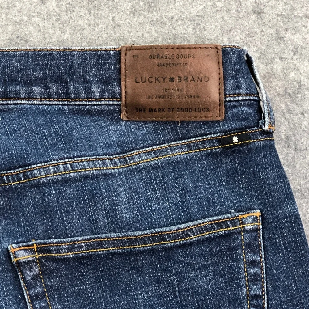 Lucky Brand Mens Athletic Slim Jeans 36x30 Blue Medium Wash Whiskered Denim